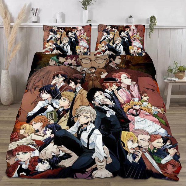 Bungo Stray Dogs Quilts for Queen Bed Bedspreads,Soft Bed Quilt Lightweight Bedspread,Quilted Coverlet