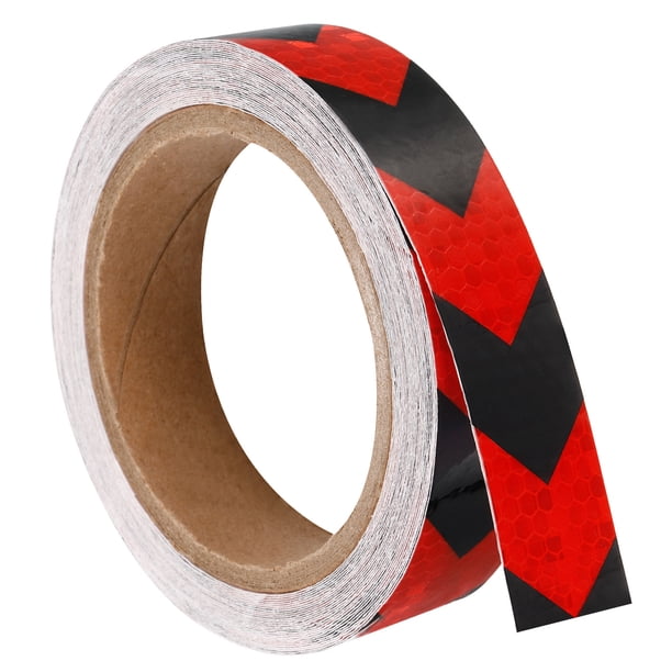 Cinta Reflectante Uxcell, 1 Rollo 30 pies x 1 pulgada Cinta Adhesiva de Seguridad de Alta Visibilidad Reflector, Flecha Roja Negra