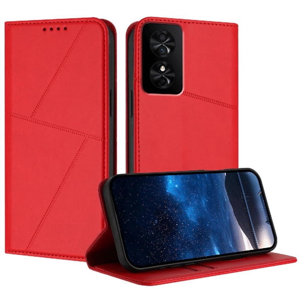 Funda Cartera Magnética para TCL 50 SE Protección Antichoque con Ranuras Rojo