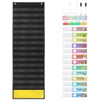 Magideal - Agenda Diaria Pocket Chart Scheduling Planner Atractivo 15 + 1 Pocket Gráficos Educativos Calendario De Aprendizaje Para Materiales De Suministros Par Negro