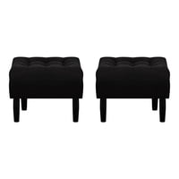 Bodevir - Set Pouf Wood 1C Felpa 00 Negro