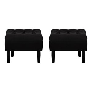Bodevir - Set Pouf Wood 1C Felpa 00 Negro