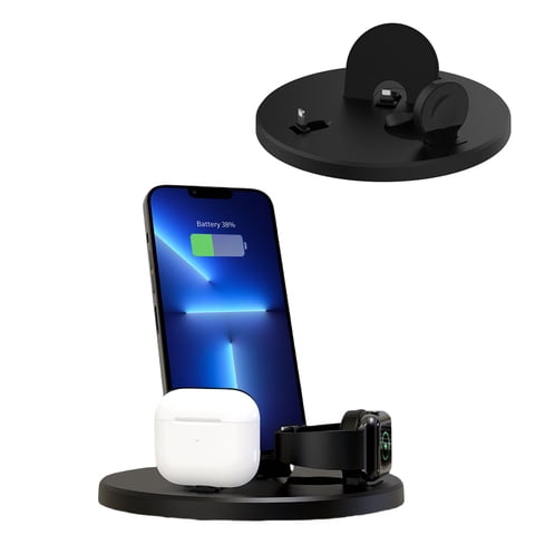 Genérico - Estación De Carga Inalámbrica 3 En 1 Compatible Con Iphone/Iwatch/Airpods, Base De Carga Multifunción Para Un Suministro De Energía Eficiente Y Cómodo.-Negro