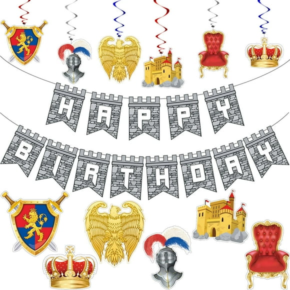 Pancarta de cumpleaños medieval Skylety de Party Supplies, 25 piezas