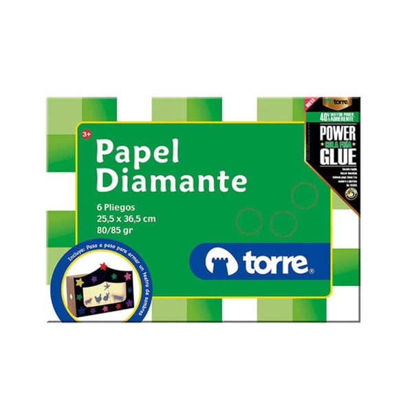 Papel Diamante 6 pliegos 25.5x36.5cms