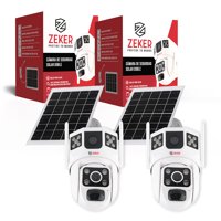 Camara De Seguridad Solar Vigilancia Doble Zeker 3Mp Pack X2