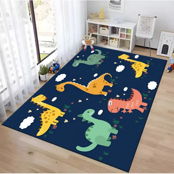 Alfombra Infantil Tiernos Diseños Decorativos 120x160cm Wym - 1.2 M - 1.6 M - Dino - Azul