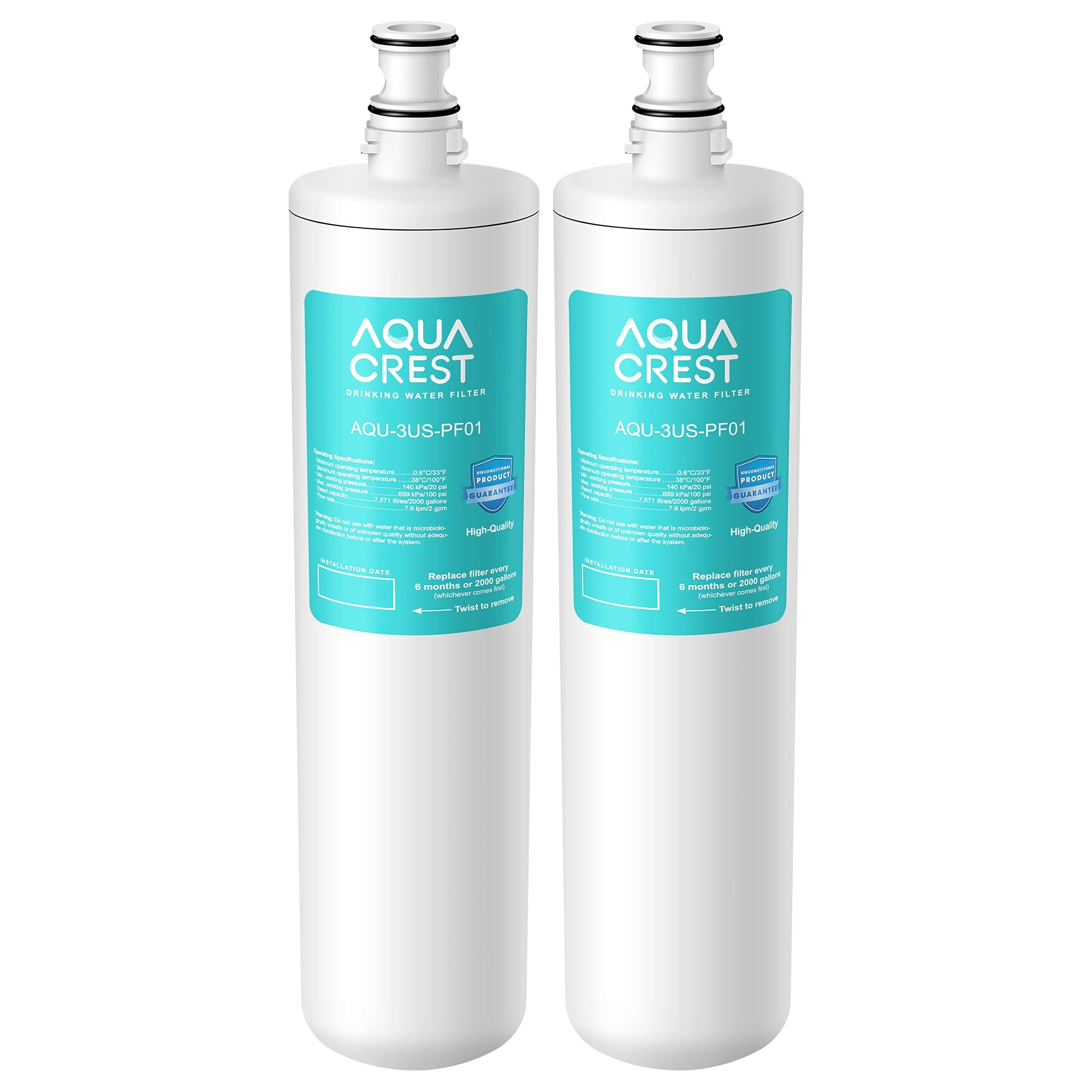Filtro De Agua Para Debajo Del Fregadero Aqua Crest 3us-pf01, Paquete De 2