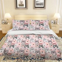 Milsleep - 3D Dibujos Animados De Animales Oso Patrón Funda De Edredón Set De Ropa De Cama Set Funda Nórdica