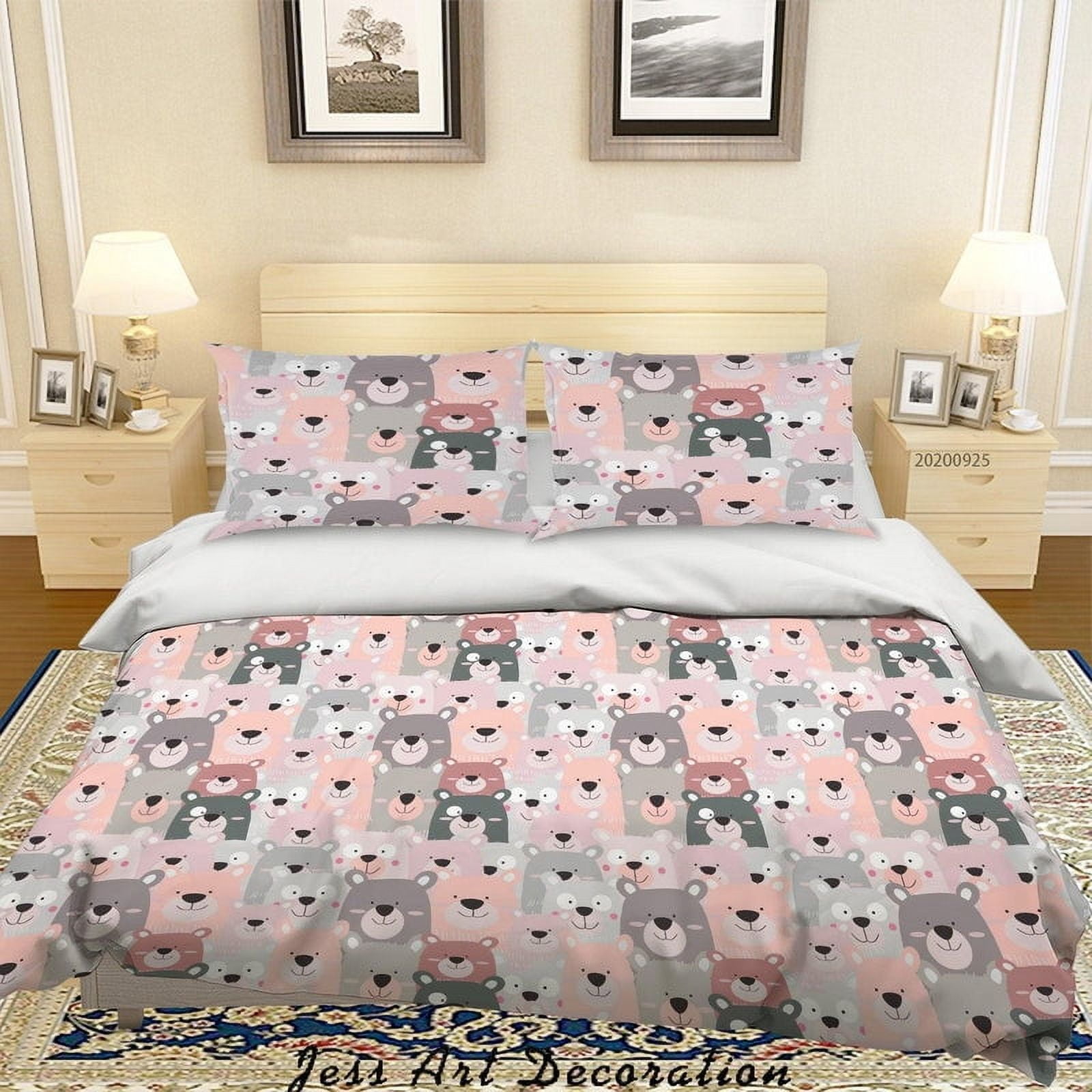 Milsleep - 3d Dibujos Animados De Animales Oso Patrón Funda De Edredón Set De Ropa De Cama Set Funda Nórdica