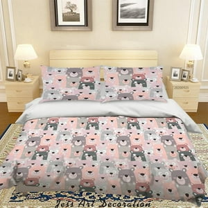 Milsleep - 3D Dibujos Animados De Animales Oso Patrón Funda De Edredón Set De Ropa De Cama Set Funda Nórdica