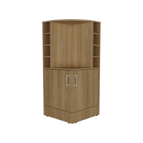 Fmfurniture - Bar Esquinero 2 Puertas Y Porta Botellas Fm-015C Café Claro