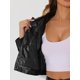 thumbnail image 5 of INSPIRE CHIC Chaqueta Metálica Brillante Holográfica para Mujer con Botones de Motociclista L Negro, 5 of 6