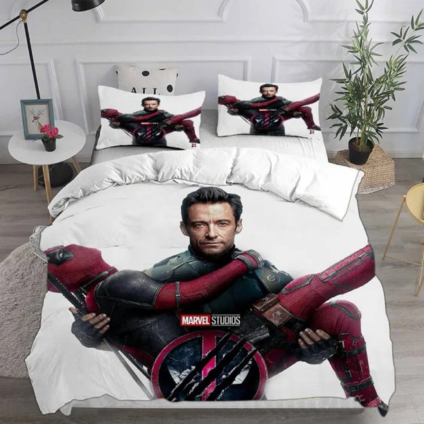 Deadpool Quilt Bed Cover,Deadpool Bedding Sets,Spider Man Deadpool Duvet Cover Pillow Case 2-3 Pieces Sets Kids Adult Size Bed Sheets