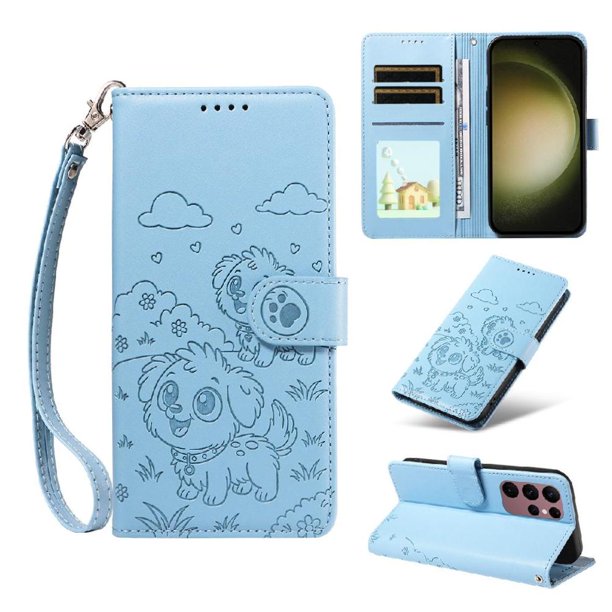 Funda Billetera FOXDOCK Compatible con Samsung Galaxy S23 Ultra, Diseño Perrito Tierno, Ranuras para Tarjetas y Soporte Plegable