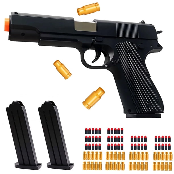 Pistola de juguete Nogevo con expulsión automática de casquillos, 40 casquillos y 50 balas de espuma