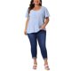 thumbnail image 2 of Agnes Orinda Blusa de Chifón de Verano con Cuello en V, Hombro Fruncido y Mangas con Volantes para Mujer de Talla Grande 1X Azul, 2 of 5