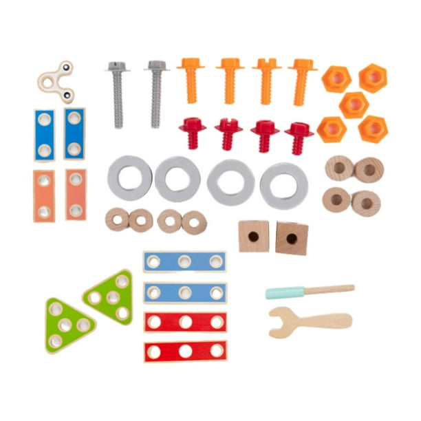 Juego De Bloques De Construcción De Juguetes Apilables Con Tuercas Y Pernos De Madera Para Regalo De Cumpleaños Para Niños 42 Uds.