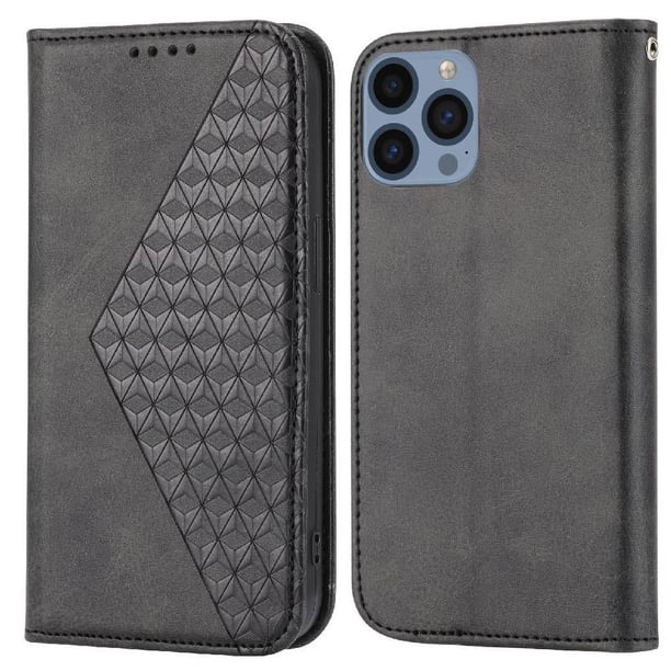 Funda Flip FOXDOCK para iPhone 12 Pro , Estilo Billetera con Diseño Rombo, Correa de Mano y Soporte, Uso Diario
