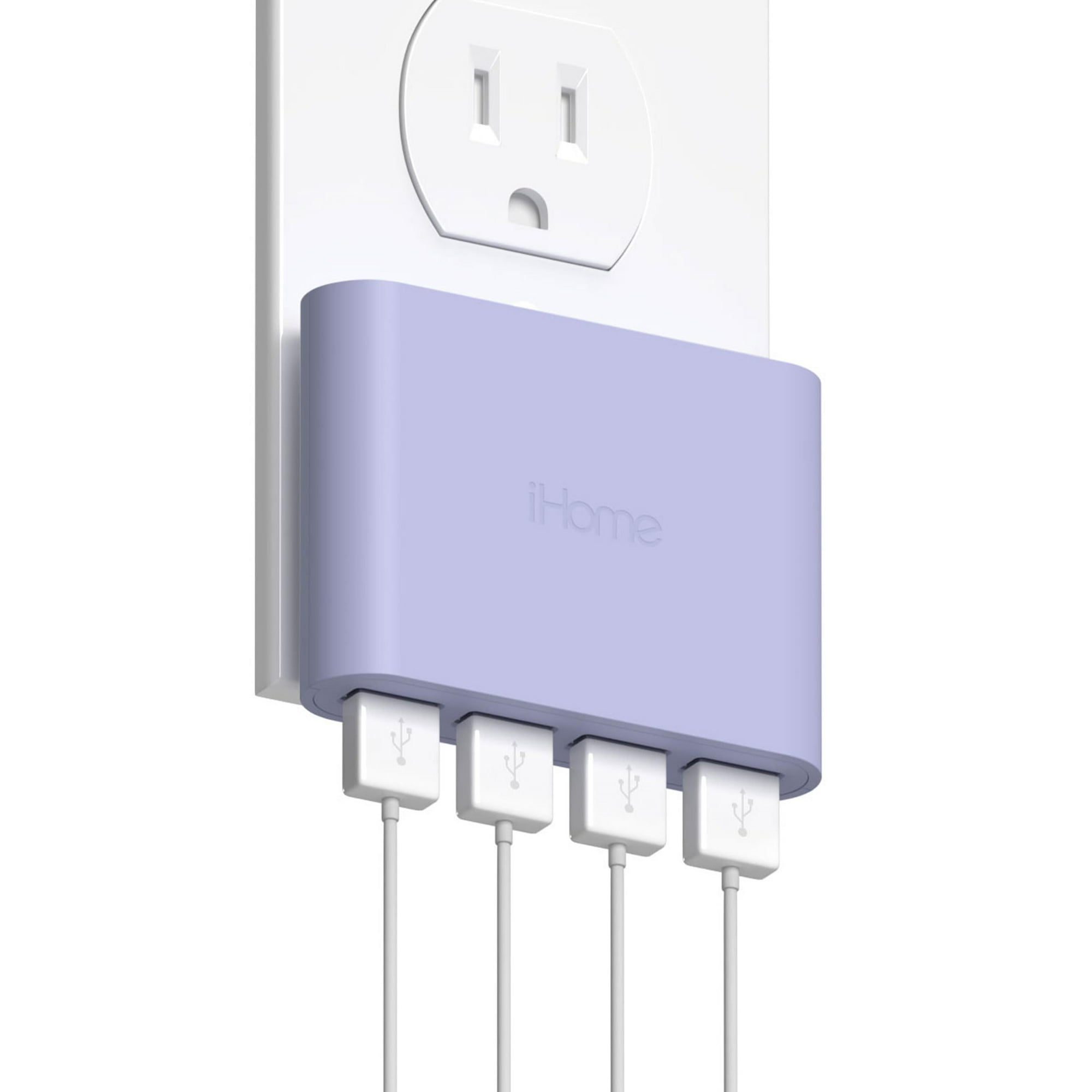 Cargador De Pared Usb Ihome Slim De 4 Puertos, Adaptador Multipuerto Ac Pro, Bloque De Carga Para Teléfono Con 4 Puertos, Adaptador De Pared Usb Plano Para Casa Y Viajes