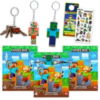Llavero Figural De Minecraft, Paquete De 3 Mini Figuras + Stickers