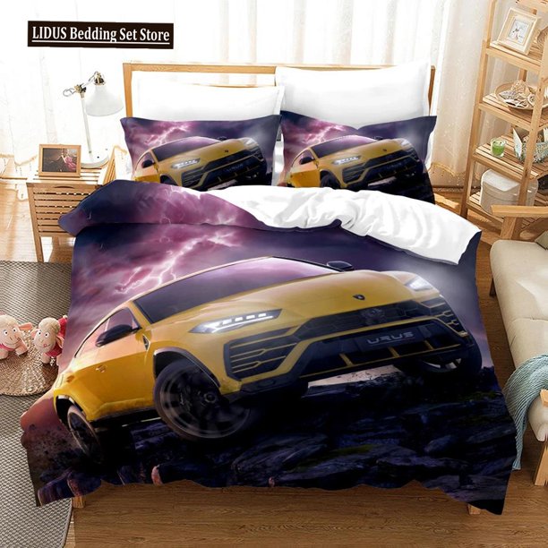 v1364 Bed Sheets Sports Car Luxury Bedding Set Duvet Cover Bedroom Comforter Covers Single Twin King Size Quilt Cover Home Textile /PCS 3-Piece Bedding Set (1 Duvet Cover + 2 Pillow Shams) Bed Sheets