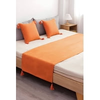 Todo Para El Hogar - Juego De Piecera De Cama Mas 2 Cojin Con Fundas Modelo Lino Naranja