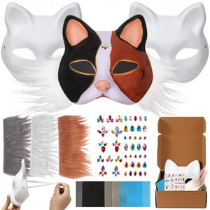 Máscaras De Disfraces Therian Oppkie Con Forma De Gato Y Zorro, 3 Unidades, Para Halloween
