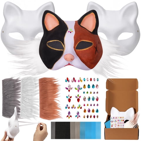 Máscaras De Disfraces Therian Oppkie Con Forma De Gato Y Zorro, 3 Unidades, Para Halloween