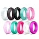 thumbnail image 1 of Paquete de 10 anillos de boda de silicona para mujer, finos y apilables, de goma duradera, ideales para el amor, la pareja, recuerdos y actividades al aire libre., 1 of 8