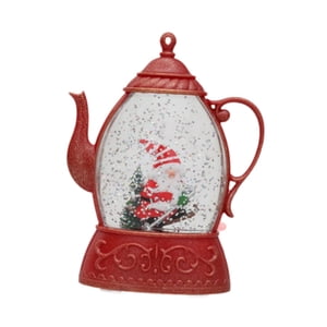 Magideal - Tetera, Luz Nocturna Brillante, Adorno De Mesa, Regalo De Recuerdo, Decoración Navideña Creativa, Lámpara De Mesa De Navidad Para Estantería Y Oficina Rojo