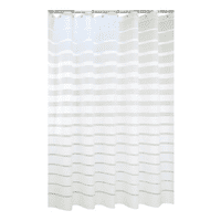 Genérico - Cortina De Baño Rayada 180 X 180 Cm Con Accesorios Blanco