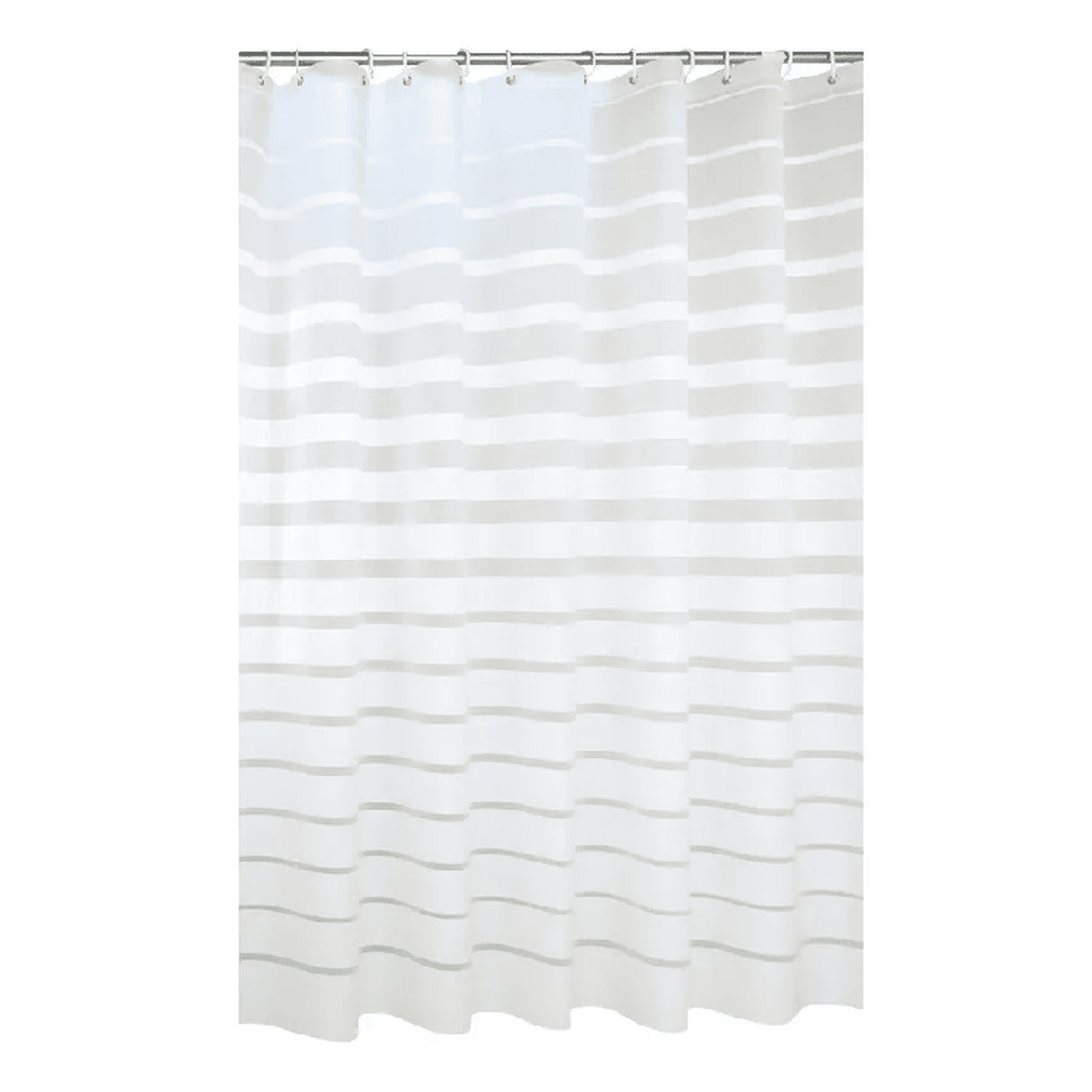 Genérico - Cortina De Baño Rayada 180 X 180 Cm Con Accesorios Blanco