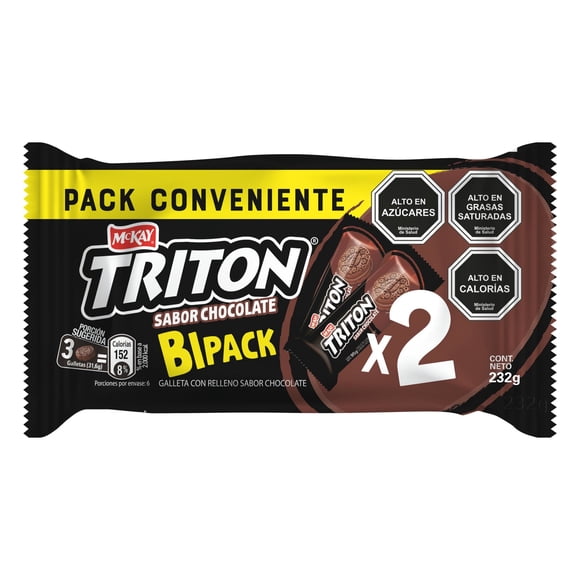 Galleta Tritón Chocolate Pack 2Un, 116 g