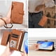 thumbnail image 5 of Funda tipo cartera para Google Pixel 6 con bolsillo con cremallera, tarjetero, soporte, correa para la muñeca y tapa de cuero marrón, 5 of 5