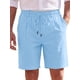 thumbnail image 1 of INSPIRE CHIC Pantalones Cortos de Lino con Cintura Elástica y Cordón para Vacaciones en la Playa para Hombre M Azul Claro, 1 of 5