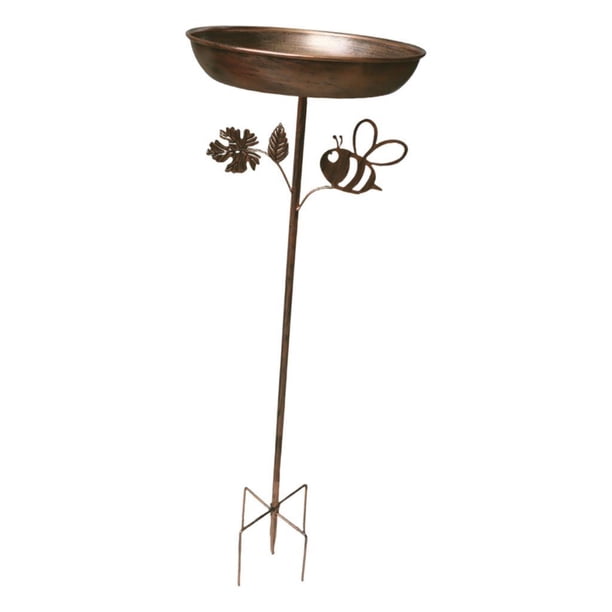 Baño para pájaros, comedero para pájaros con estaca de jardín, regalo, cuenco de agua resistente, baño para pájaros vintage para parque, terraza, pati