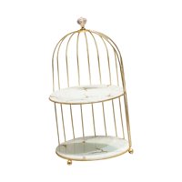 Magideal - Soporte De Maquillaje Para Exhibición De Pasteles En El Baño, Joyería, Perfume, Jaula Para Pájaros, Tocador, Organizador De Cosméticos, Soporte Para E Oro Blanco De 2 Niveles