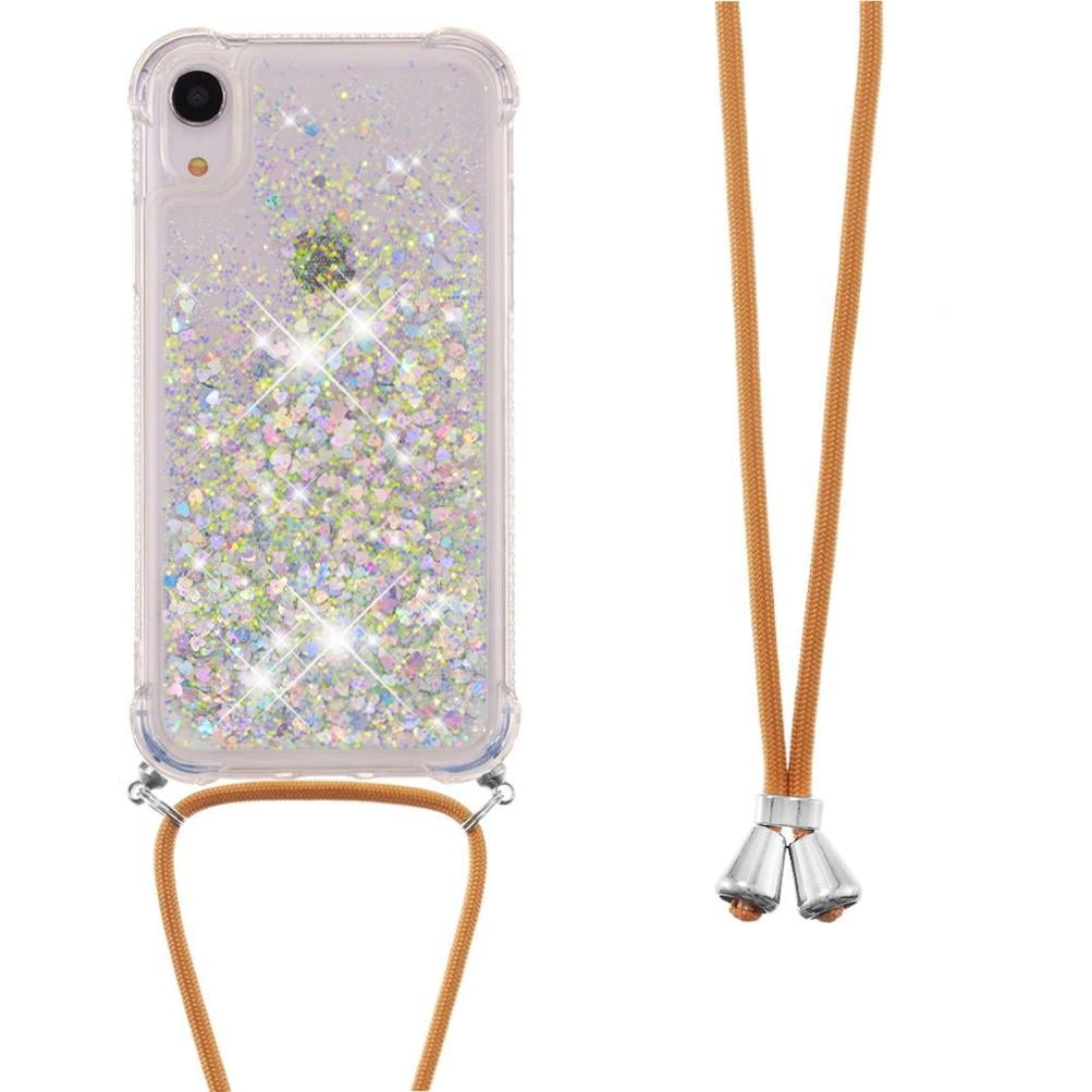 Funda Foxdock Para Iphone Xr Con Cuerda Ajustable, Brillo Líquido, Protección Antigolpes Y Lente – Ideal Para Regalo