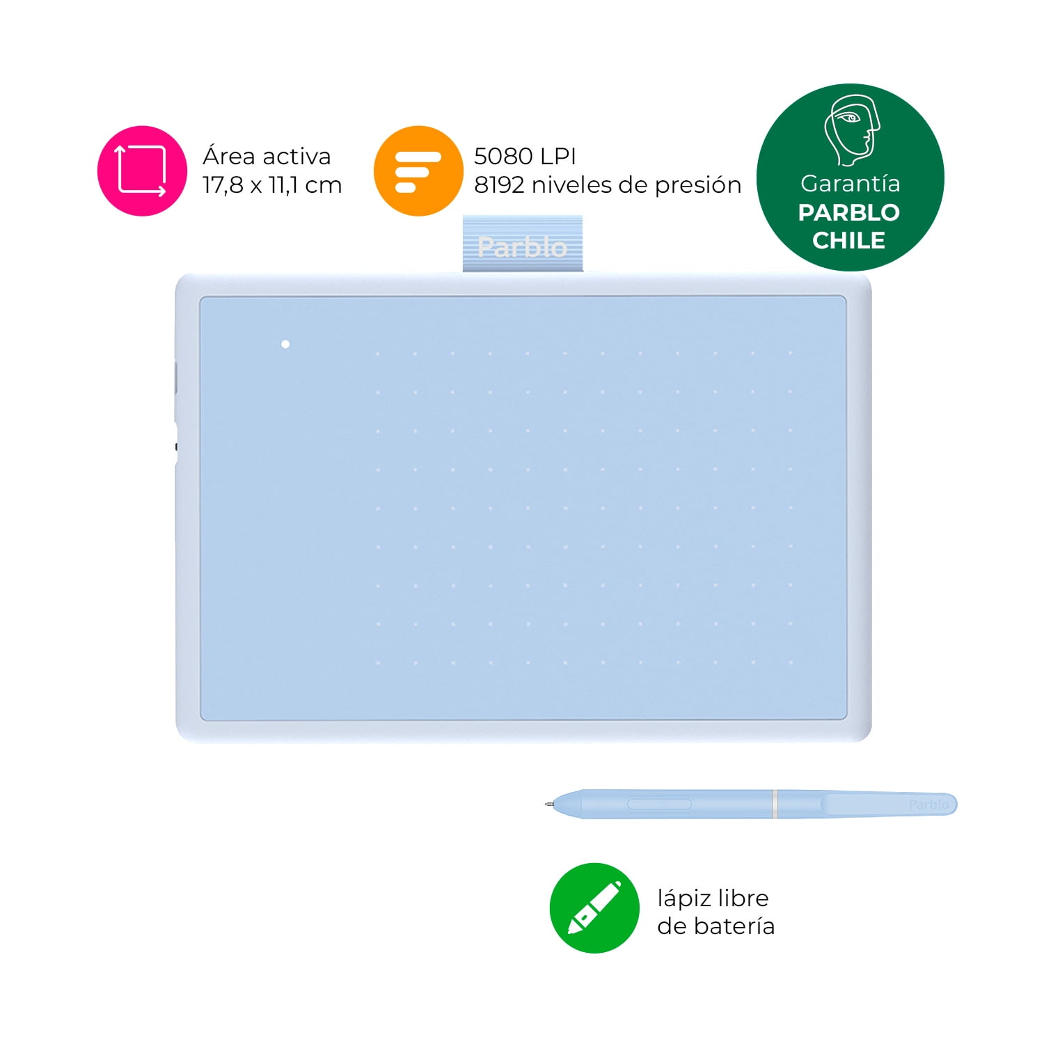 Parblo - Tableta Gráfica Digitalizadora Ninos N7 Light Blue