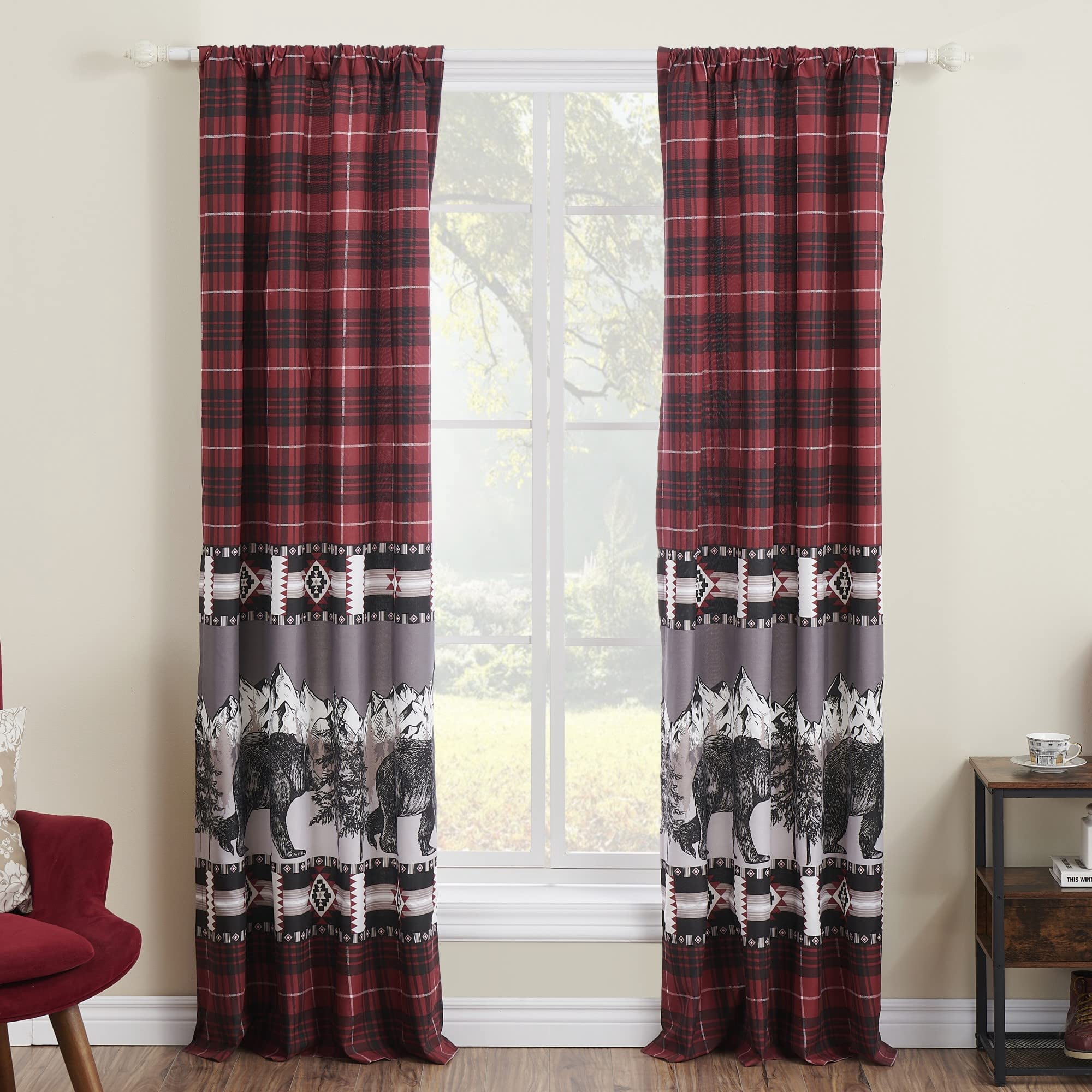 Greenland Home Fashions - Set De Cortinas Greenland Home Timberline 213 X 213 Cm, Color Rojo