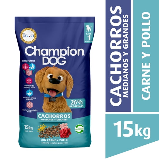 Alimento Seco Cachorro Raza Mediana/grande Carne Bolsa 15 Kg Champion Dog