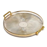 Magideal - Bandeja De Servicio De Lujo, Con Asas, Exhibición De Maquillaje De Perfume Cosmético, Bandeja Decorativa Decorativa Multifunción, Bandeja De Joyería P , Luz De Oro