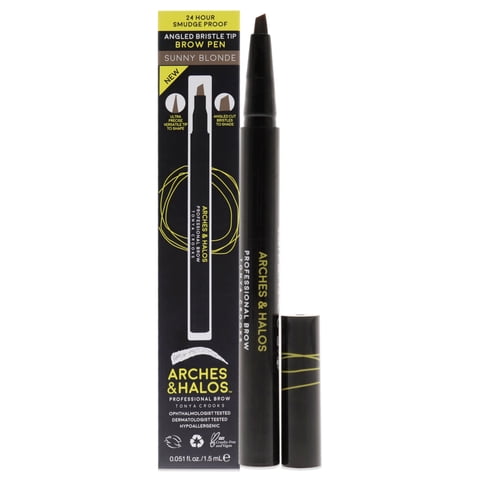 Arches And Halos - Lápiz Para Cejas Resistente Al Agua Con Punta De Cerdas En Ángulo - Rubio Soleado De Para Mujeres - Lápiz Para Cejas De 0,051 Oz