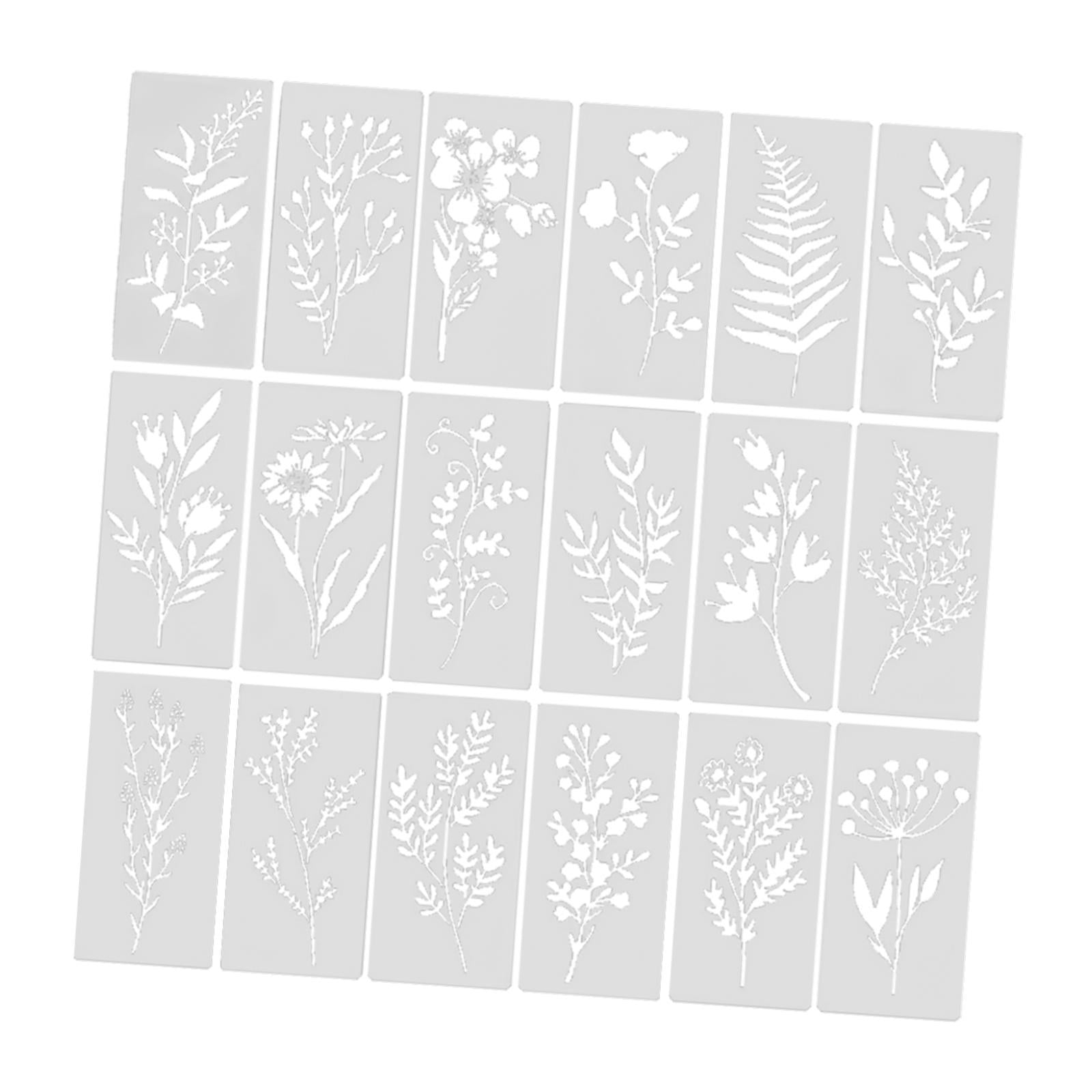 Bothyi - 18 Plantillas De Pintura De Flores Reutilizables Para Lienzo Pintado A Mano.