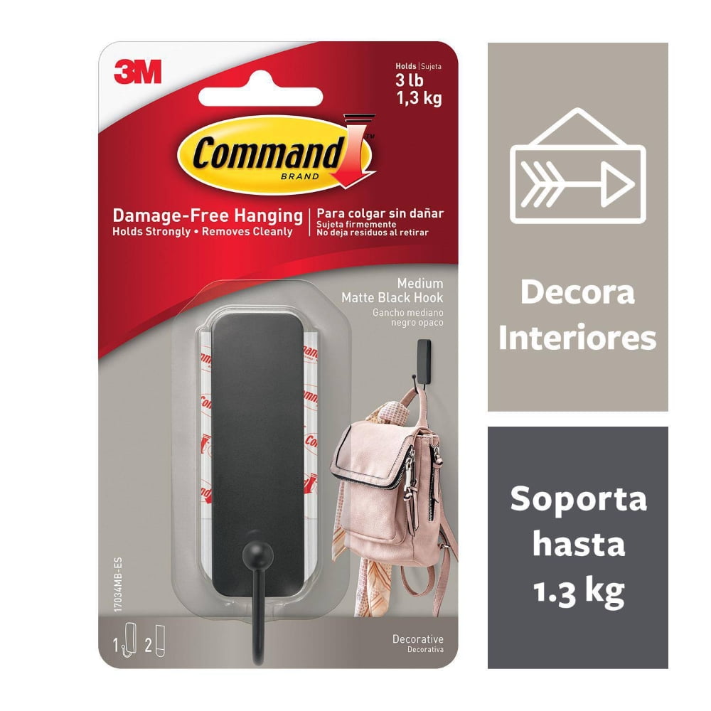Comand - Gancho Adhesivo Negro Mate X1 Command