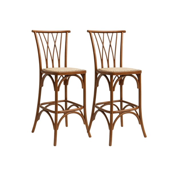 Pack 2 Sillas Altas Amelia de Madera - Caoba