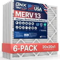 Filtro De Aire Bnx Trufilter 20X20X1 Merv 13 Para Horno Ac (Paquete De 6)
