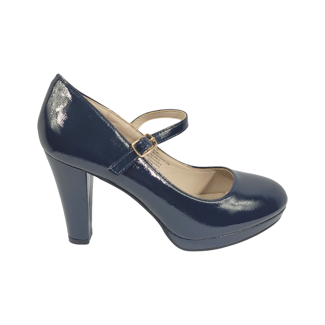 Zapatos Formales Bonny Franco Azul Charol Mujer 403-0250 - Talla 37