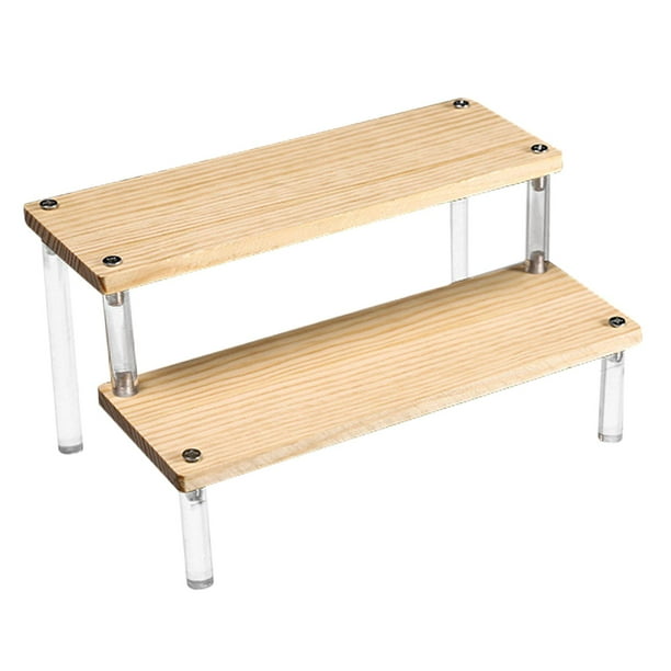 Soporte De Exhibición De Madera Soporte De Almacenamiento Para Coleccionables Figura Muñeca Modelo 2 Niveles